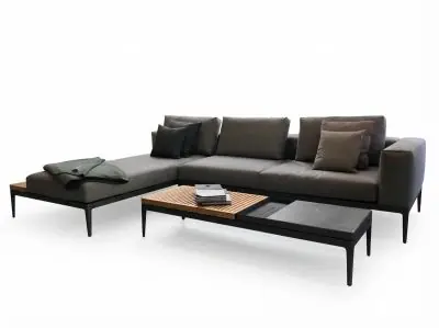 Gloster Grid ensemble lounge, exposition 309 x 206 cm, table basse incluse